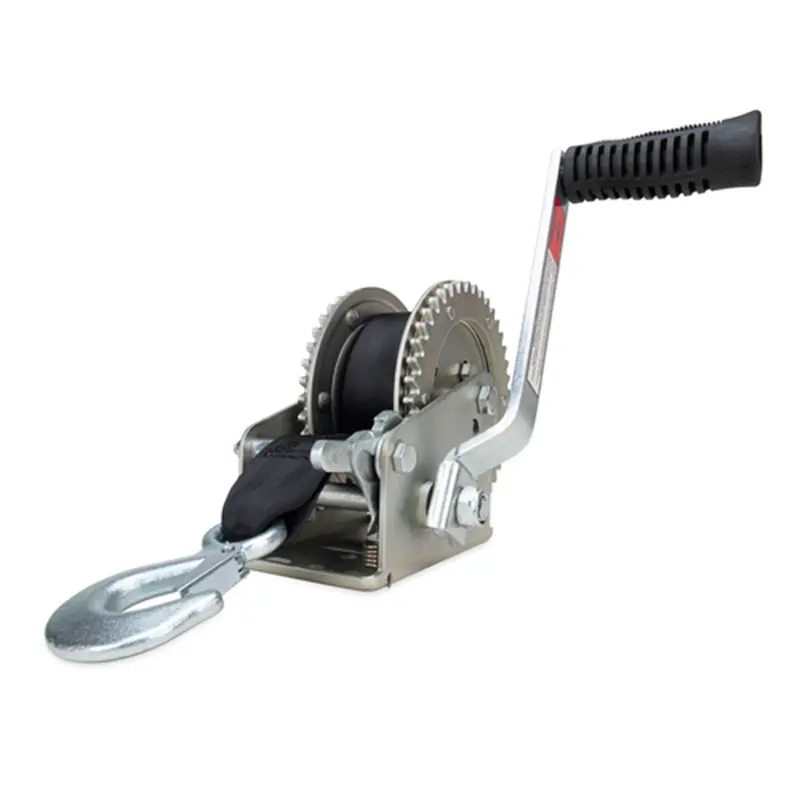 Camco Hand-Crank Boat Trailer Winch With 20-Foot Strap And Dual-Direction Ratchet – 2000-Pound Capacity 1