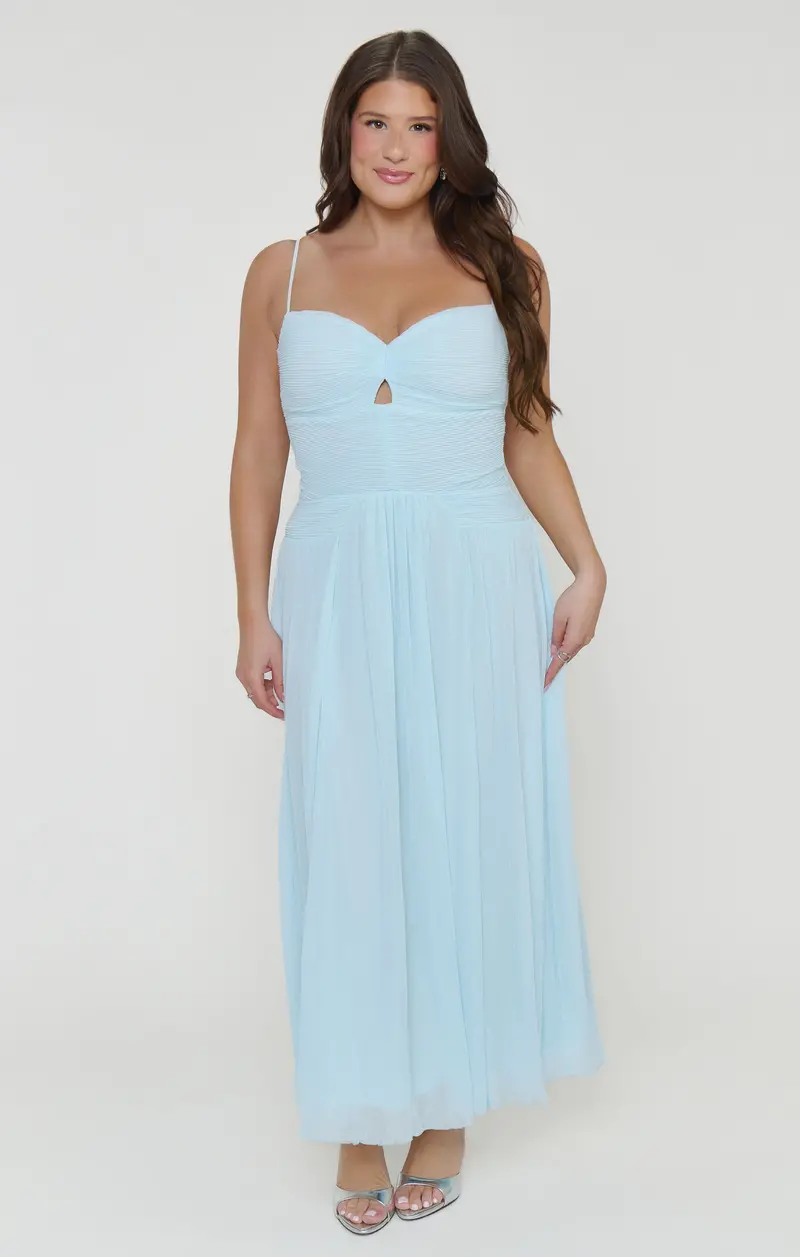 Camille Midi Dress In Ice Blue – Modern A-Line Silhouette 1