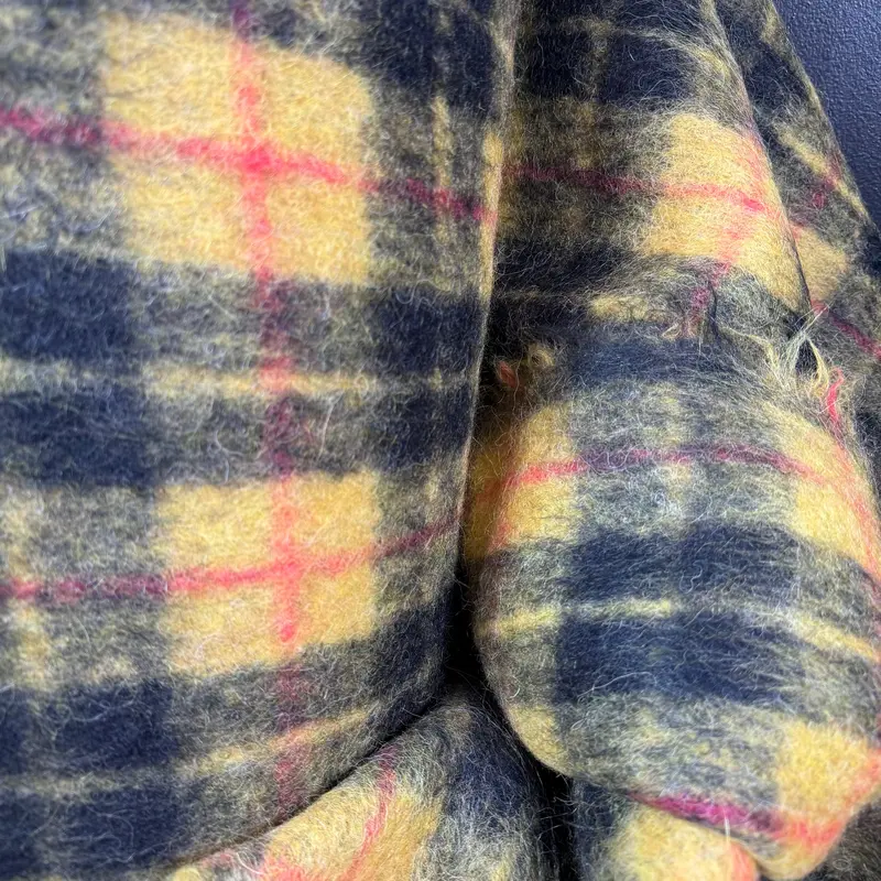 Campfire Glow Plaid Wool-Silk Blend – Italian Deadstock Coating 1