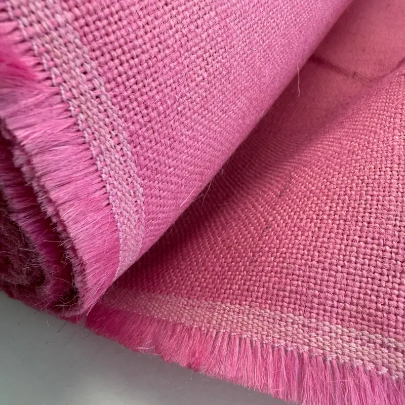 Candy Pink 100% Jute Fabric – 395 Gsm Eco-Conscious Natural Weave 1