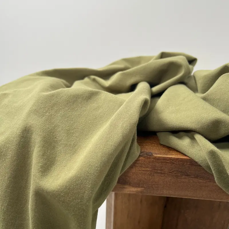 Capulet Olive Organic Cotton Stretch Jersey – 200Gsm Gots-Certified Lightweight Knit 1