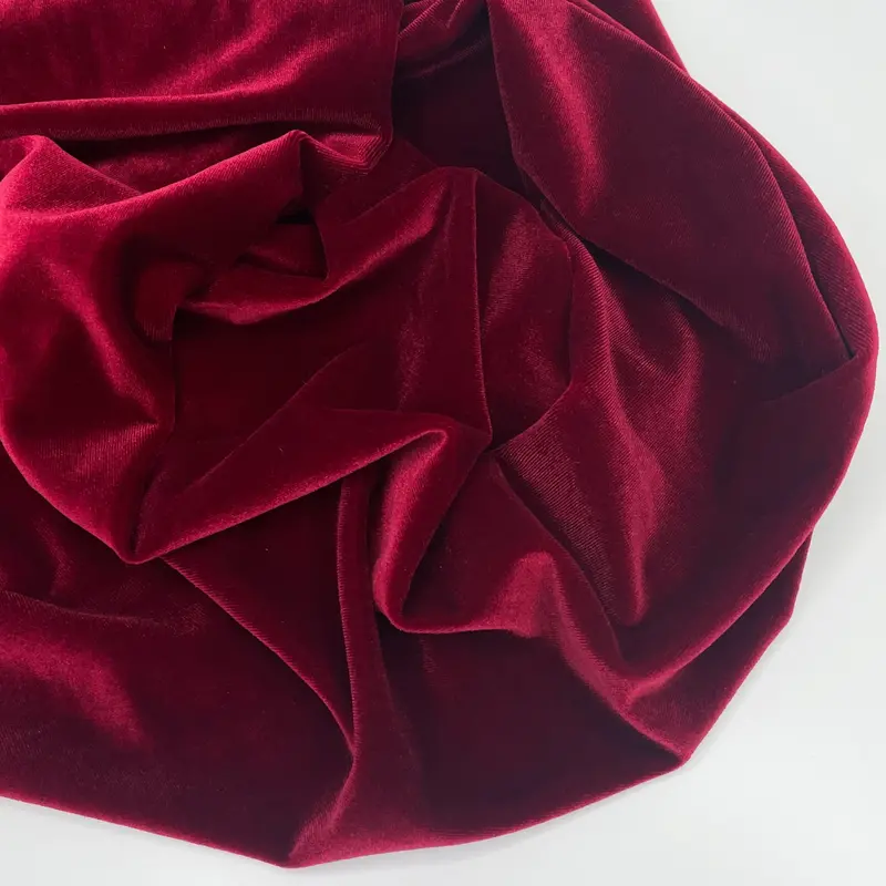 Cardinal Stretch Velvet Fabric 1