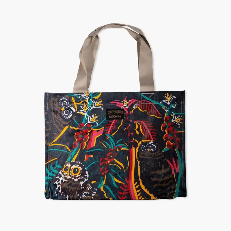 Chalo Seattle Coffee Culture Night Owls Canvas Tote (Model #2114) 1