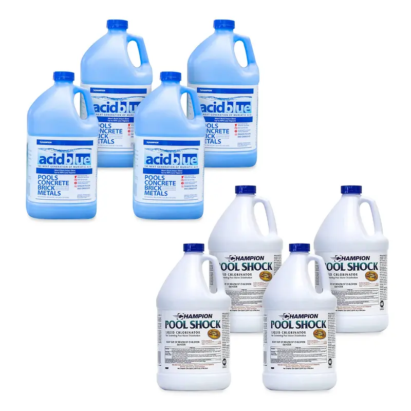 Champion Pool Chemical Kit: Muriatic Acid & Liquid Shock (4-Pack Each) 1