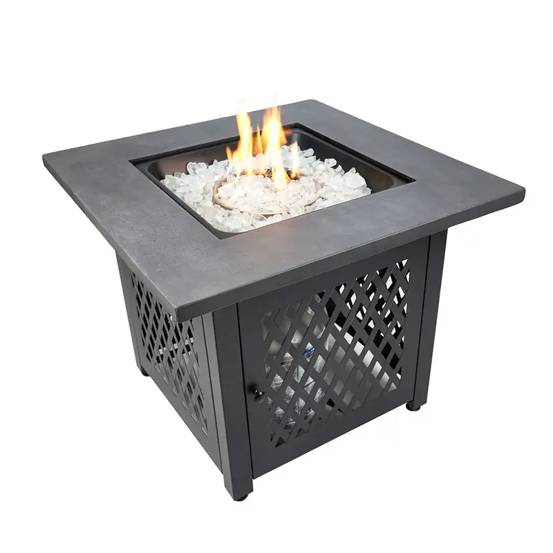 Charles 30-Inch Square Uv-Printed Lp Gas Fire Pit Table – Outdoor Patio Ready – Open Box 1