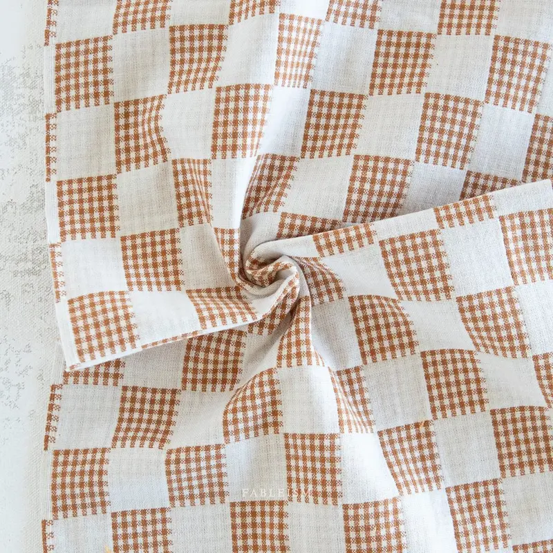 Checkmate Ivory Check – Neutral Tone Cotton Fabric By Fableism Supply Co. 1