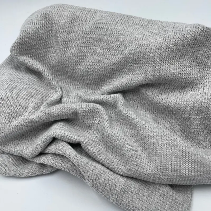 Concrete-Hued Organic Cotton Waffle Thermal Fabric (200 Gsm) 1