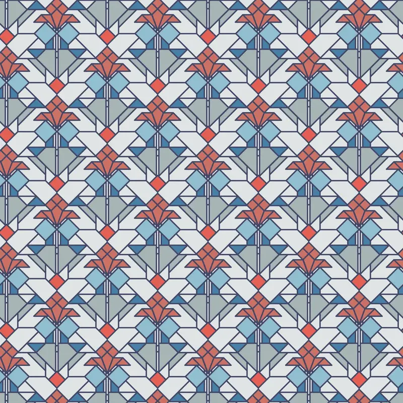 Coonley Tulip Poplin – Bright Colorway Frank Lloyd Wright Fabric By Cloud 9 Fabrics 1