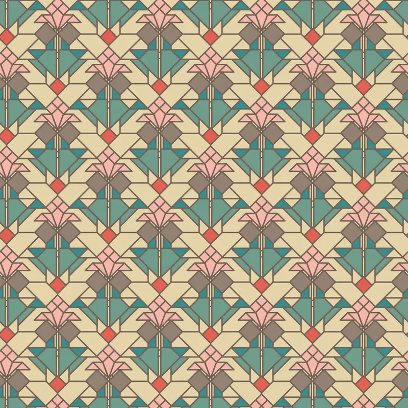 Coonley Tulip Poplin – Desert Hue Frank Lloyd Wright Fabric By Cloud 9 Fabrics 1