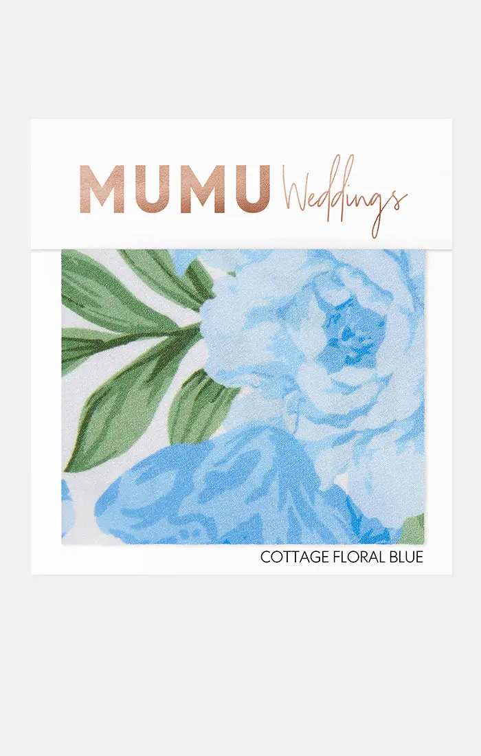 Cottage Floral Blue Bridesmaid Fabric Swatch 1