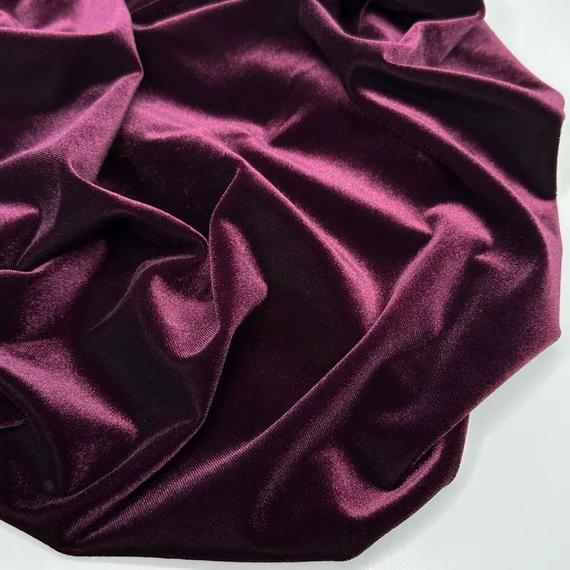 Cranberry Stretch Velvet Fabric 1