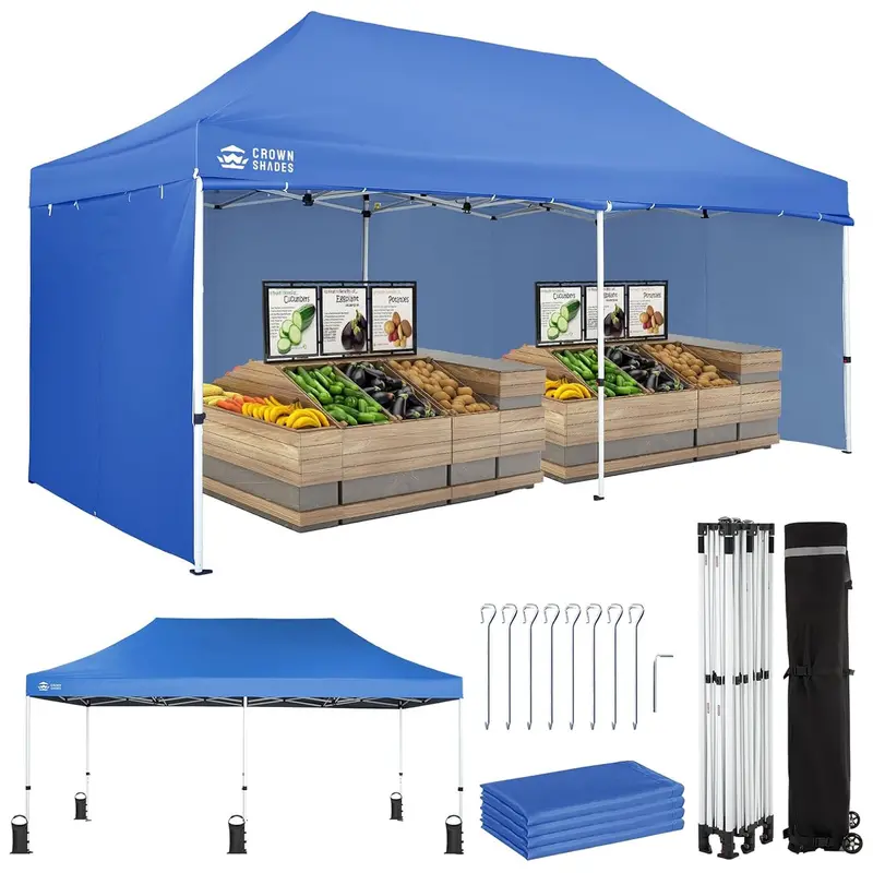 Crown Shades 10X20 Pop-Up Canopy Tent – Commercial-Grade Instant Shelter With 4 Sidewalls (Used) 1