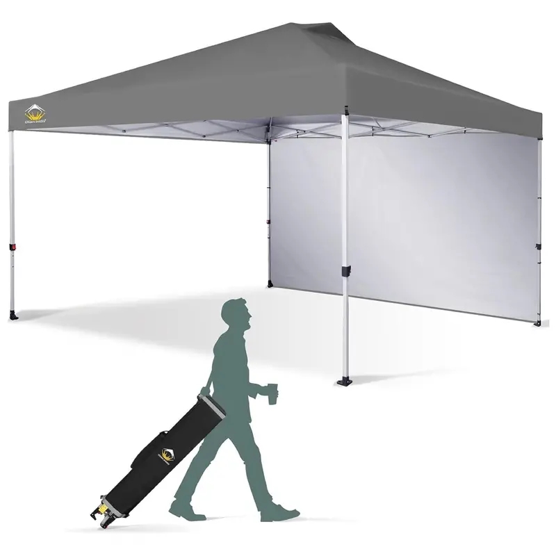 Crown Shades Pop-Up Canopy Tent – 12X12 Ft Grid Grey With Removable Sidewalls (Refurbished) 1