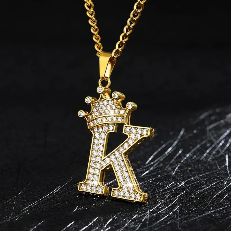 Custom Initial Crown Necklace – Elegant Monogram Pendant 1