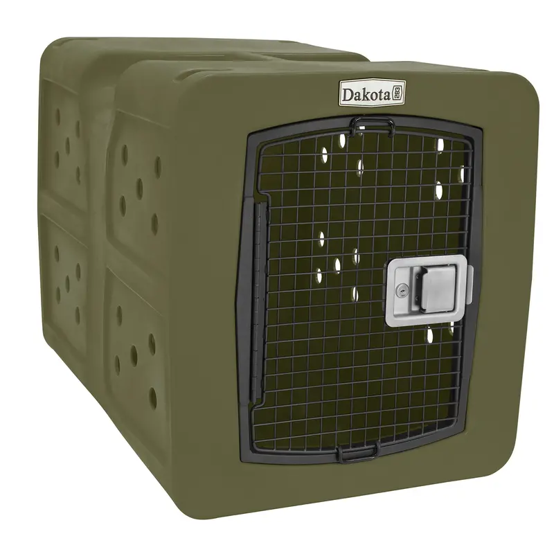Dakota Large Pet Kennel With Secure Latching Door & Carry Handle – Olive Green, Open-Box 1