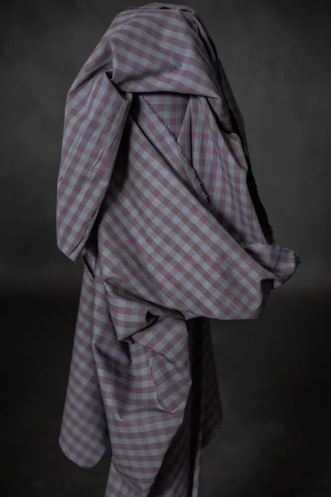 Damson Organic Cotton-Linen Gingham – Rich Plum-Toned Checked Fabric 1