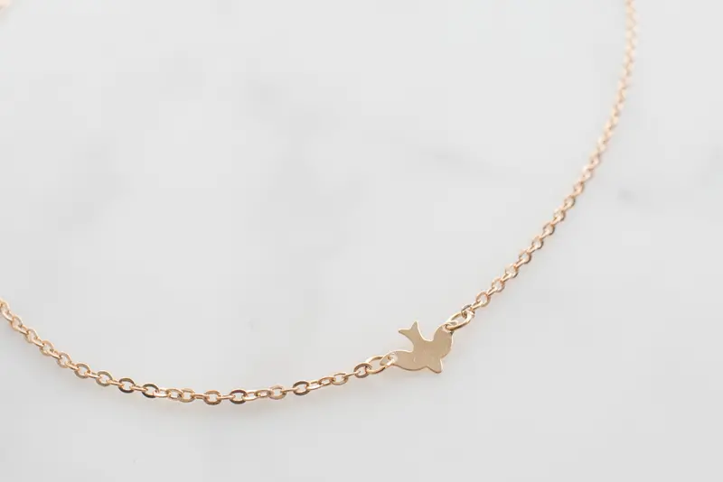 Delicate Gold Bird Pendant Necklace 1