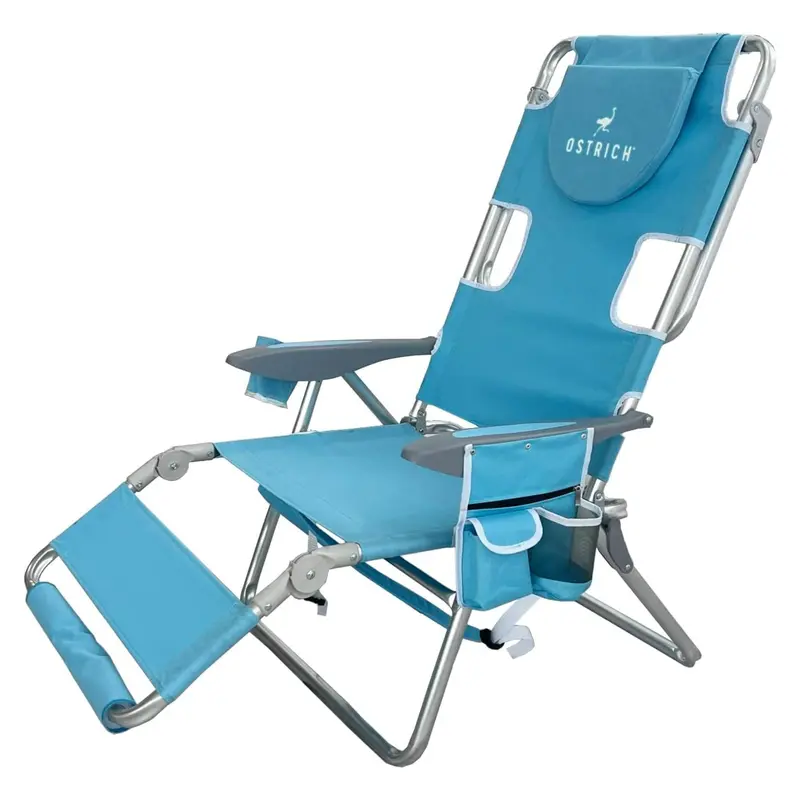 Deltess Ostrich Portable 3-In-1 Chair & Reclining Lounger – Light Blue – Open Box 1