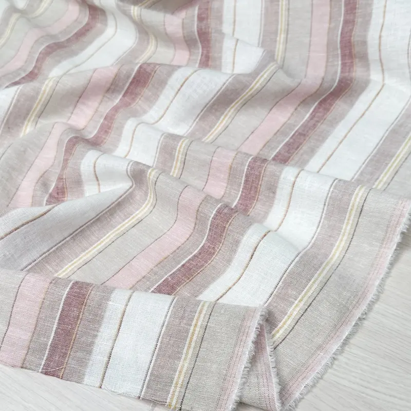 Desert-Tone Yarn-Dyed Cotton-Linen Stripe Fabric 1
