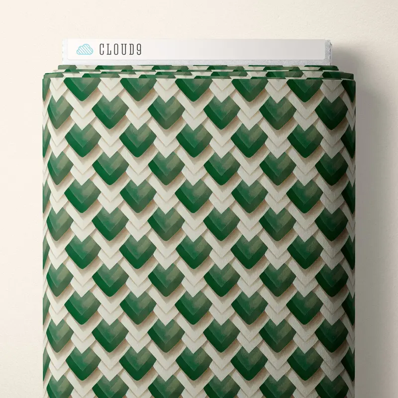 Diamonds Poplin Fabric – Emerald Green Geometric Design – Penn Gray Designs For Cloud 9 1