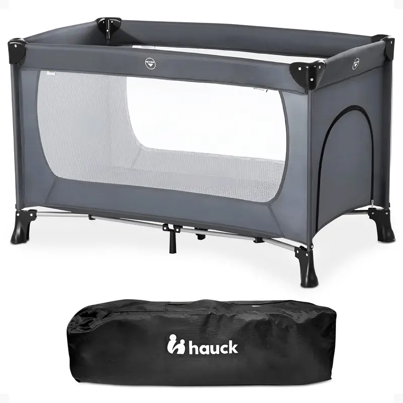 Dream'N Play Portable Travel Cot For Infants & Toddlers – Supports Up To 33 Pounds, Grey, Open-Box 1