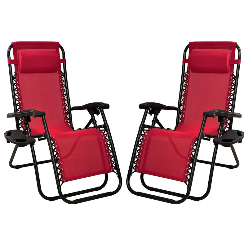Elevon Zero-Gravity Outdoor Recliner Lounge Chair – Burgundy (2-Pack) 1