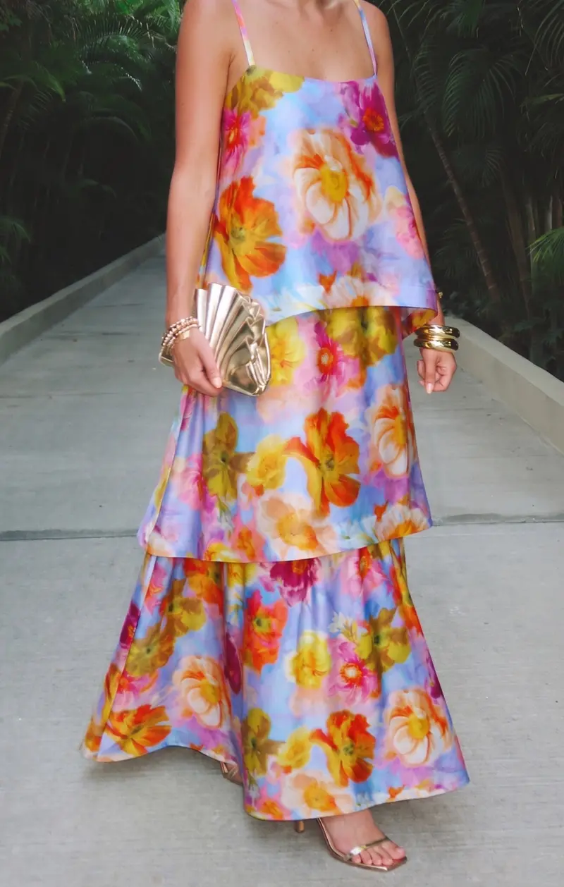 Ella Maxi Dress With Brushed Blooms Pattern 1