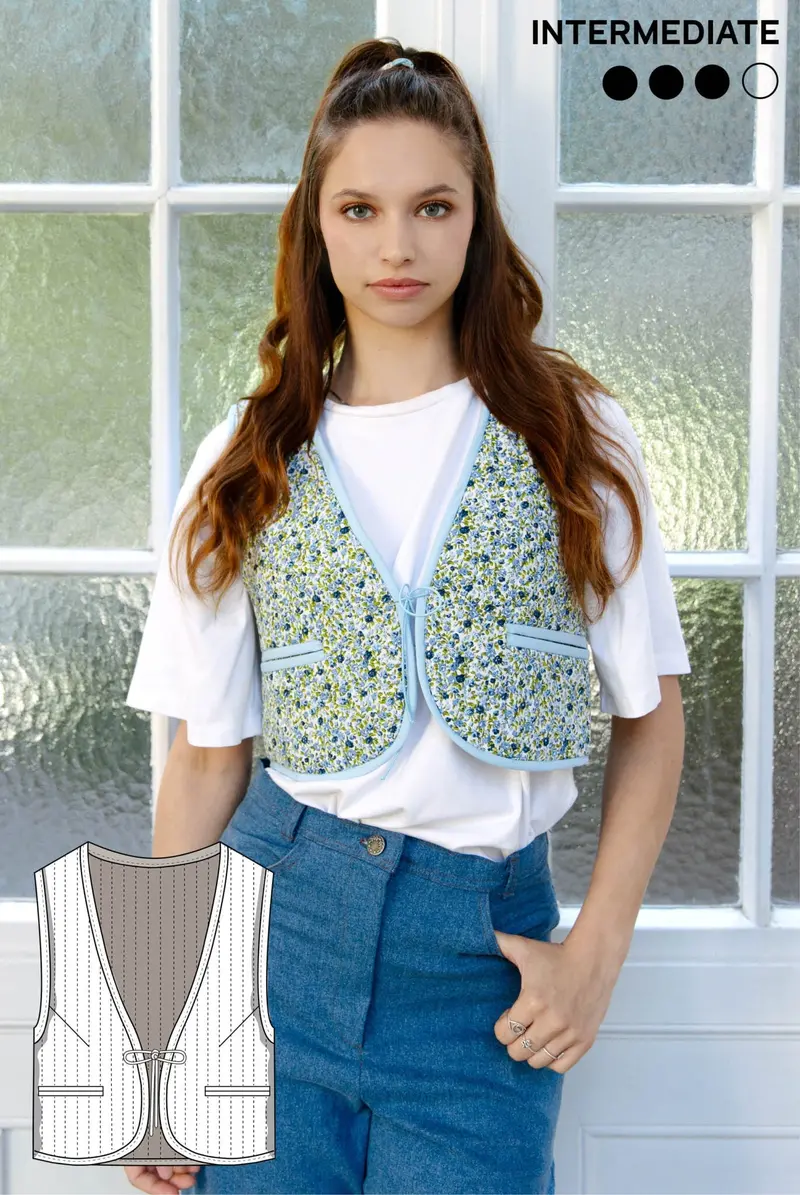 Emily Reversible Quilted Vest Pattern – Double-Sided Design – Craft-Friendly Paper Template – Juliana Martejevs 1