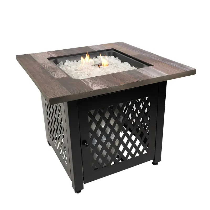 Endless Summer Nate 30-Inch Square Gas Fire Pit Table – Uv-Printed Outdoor Design, Open-Box 1
