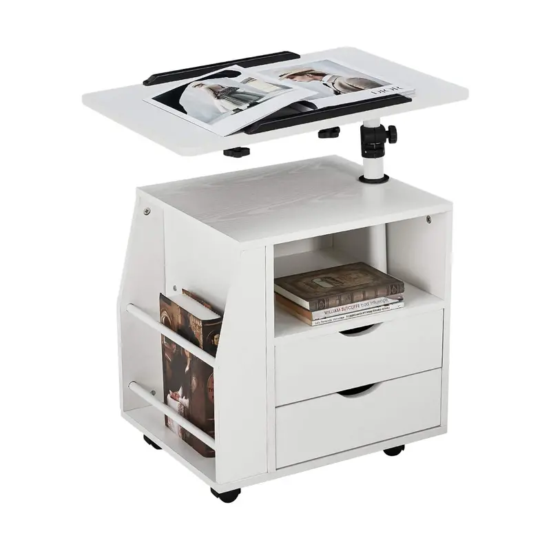 Erommy Swivel Top-Height End Table – Bedside Storage With Drawers – For Parts 1