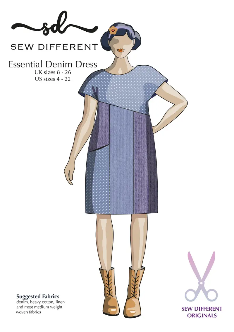 Essential Denim Dress Pattern – Classic Paper Sewing Template, Sew Different 1