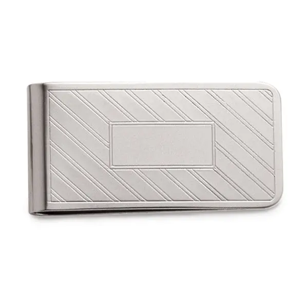 Et Lines Rectangle Money Clip With Etched Detailing 1