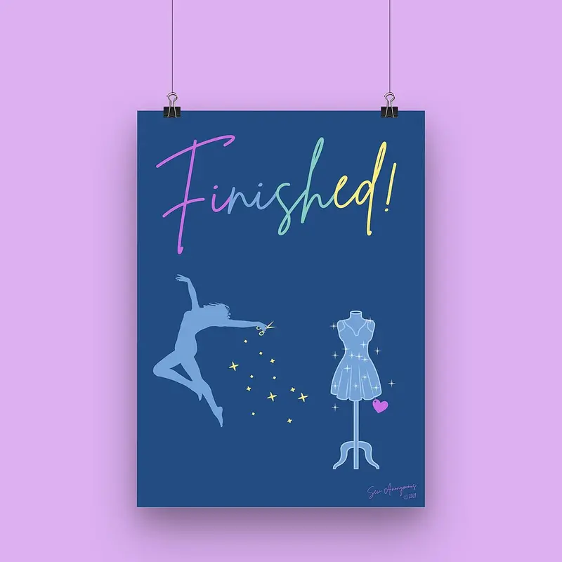 Finished! A4 Art Print – Joyful Sewing Milestone Celebration, Sew Anonymous 1