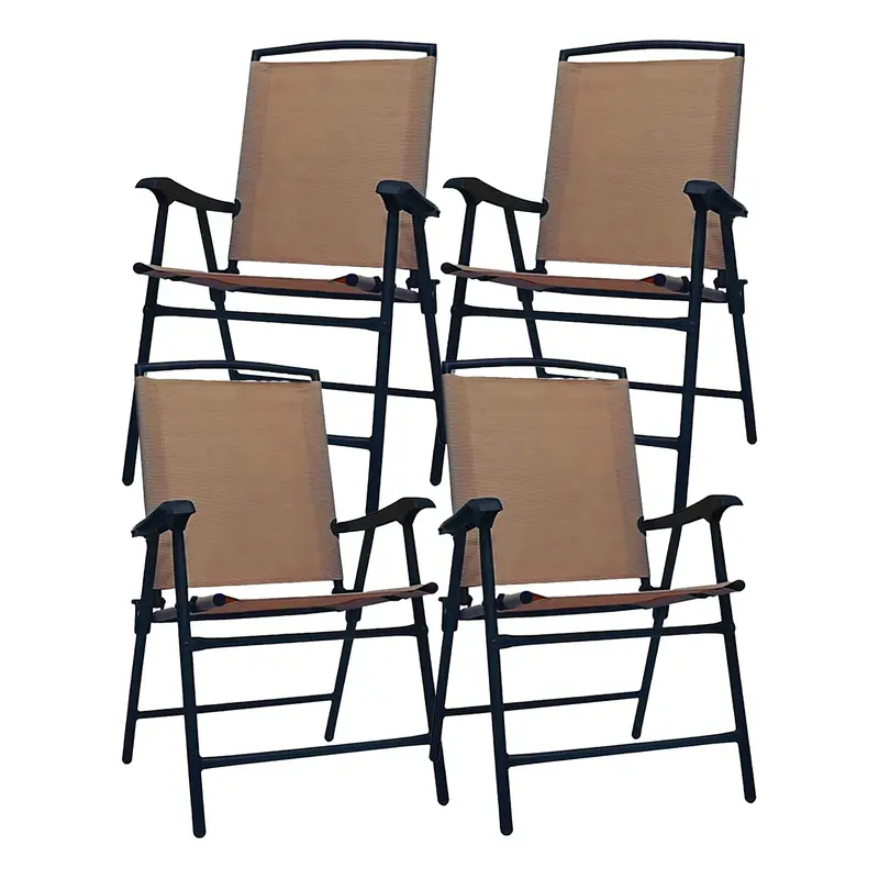 Four Seasons Courtyard Sunny Isles Steel Folding Chairs – Brown (4-Pack) 1