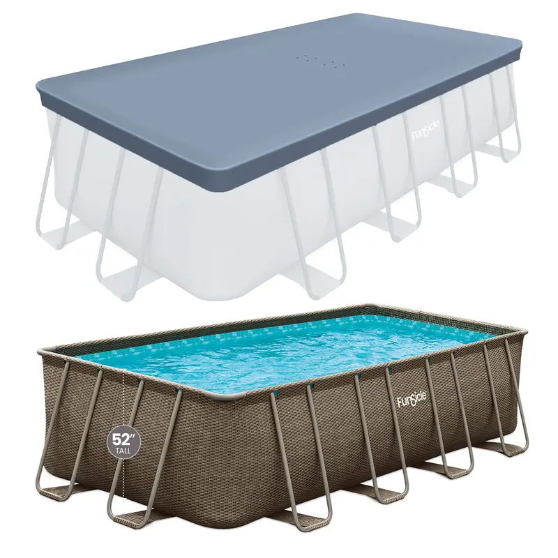 Funsicle 18-Foot Oasis Rectangular Inflatable Pool Kit With Cover – Brown 1