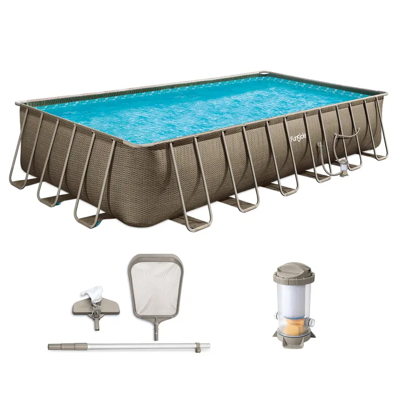 Funsicle 24-Foot Designer Lap Pool Kit With Filter Pump — Brown Basketweave Finish 1