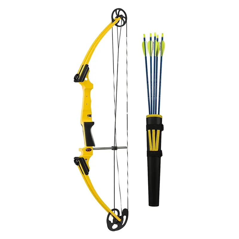 Genesis Left-Hand Draw Compound Bow & Arrow Set – Beginner Archery Kit In Yellow 1