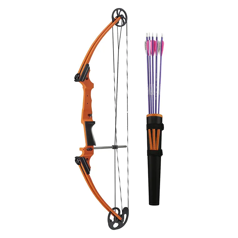 Genesis Original Right-Hand Draw Compound Archery Set – Includes Bow And Arrows, Orange Finish 1