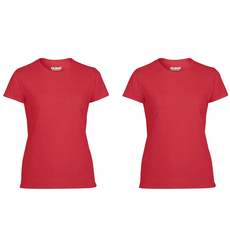 Gildan Missy-Fit Performance Tee Pack – Two Red Short-Sleeve Shirts For Women, Size Xs 1