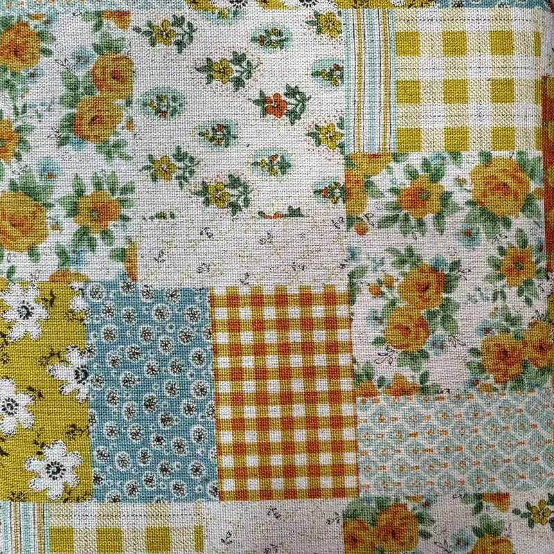 Gold-Tone Patchwork Cotton-Linen Canvas – Japanese Imported Luxe Linen Fabric 1