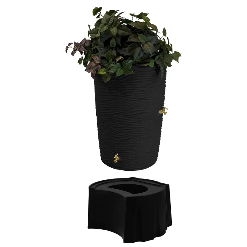Good Ideas Impressions 50-Gallon Palm Trunk Rain Barrel With Universal Stand 1