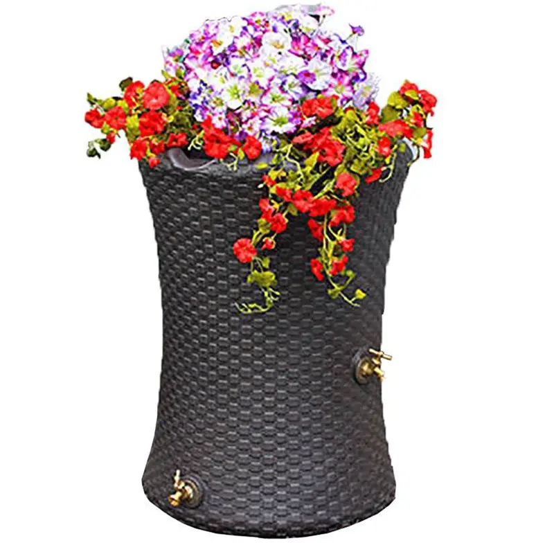 Good Ideas Nantucket 50-Gallon Rain Barrel With Planter Feature – Dark Brown (Open-Box Unit) 1