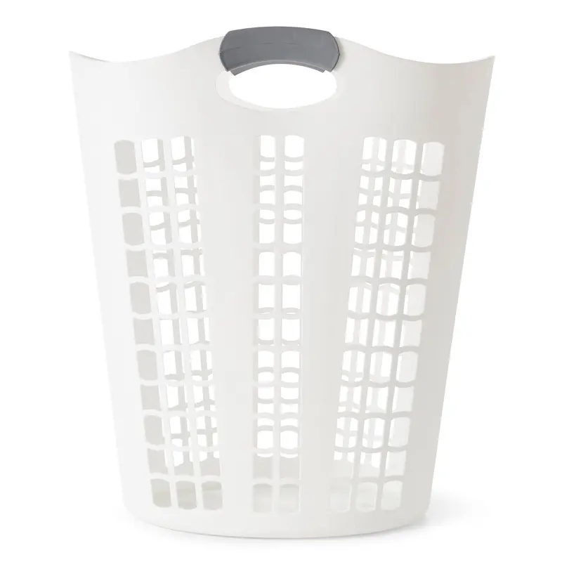 Gracious Living Easy-Carry Flex Laundry Hamper – 87-Liter Foldable Fabric Bin, White (Refurbished) 1