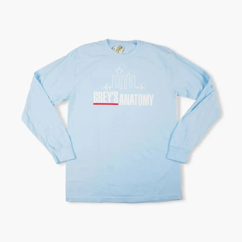 Grey'S Anatomy Skyline Light Blue Long Sleeve Top 1