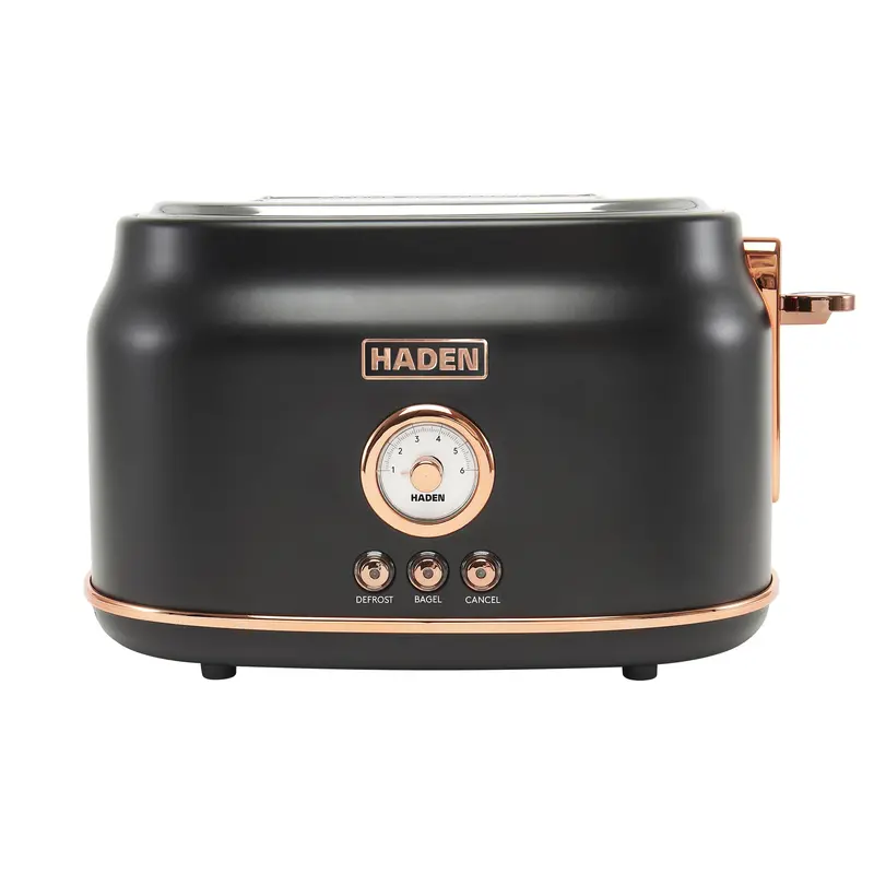 Haden Dorset Stainless Steel 2-Slice Wide-Slot Toaster In Black & Copper 1