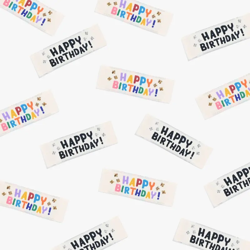 "Happy Birthday!" Woven Fabric Labels – Set Of 5 By Kylie And The Machine 1