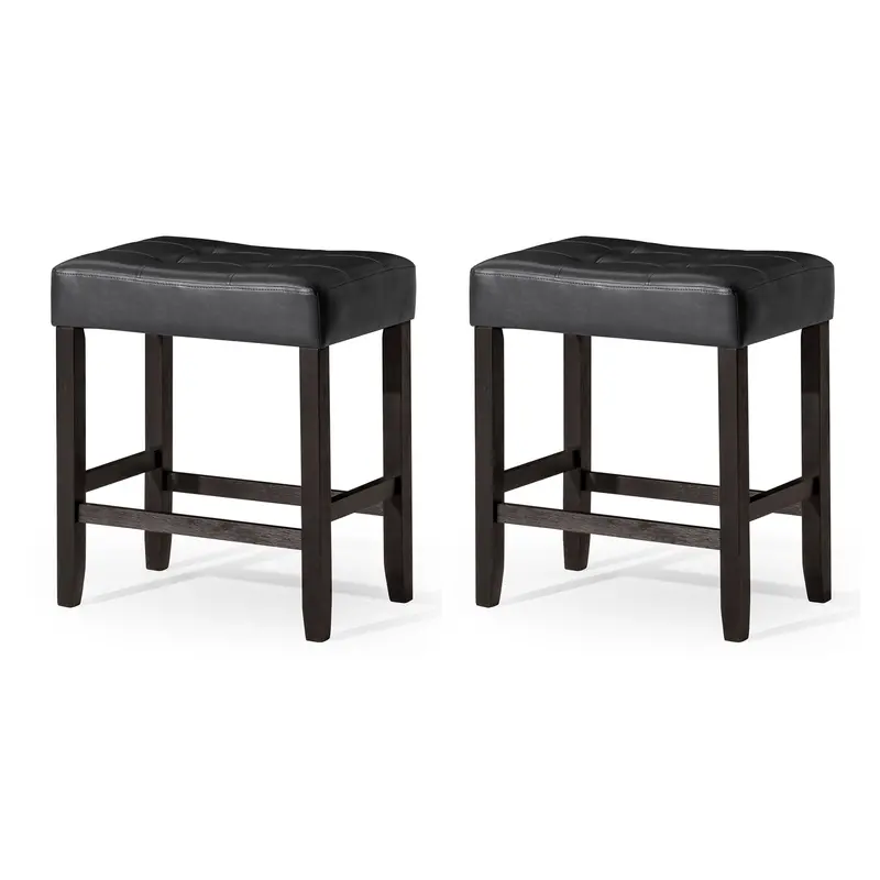Harper Rustic Black Wood Stool Set By A La Carte Home – 2-Pack, Open-Box 1