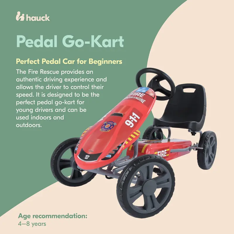 Hauck Speedster Pedal Go-Kart – Fire Rescue Theme, Ages 4–8 2