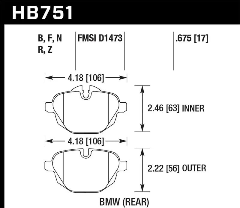 Hawk Performance Ceramic Disc Brake Pads – Hb751Z.675 Series, 0.675" Thickness 1