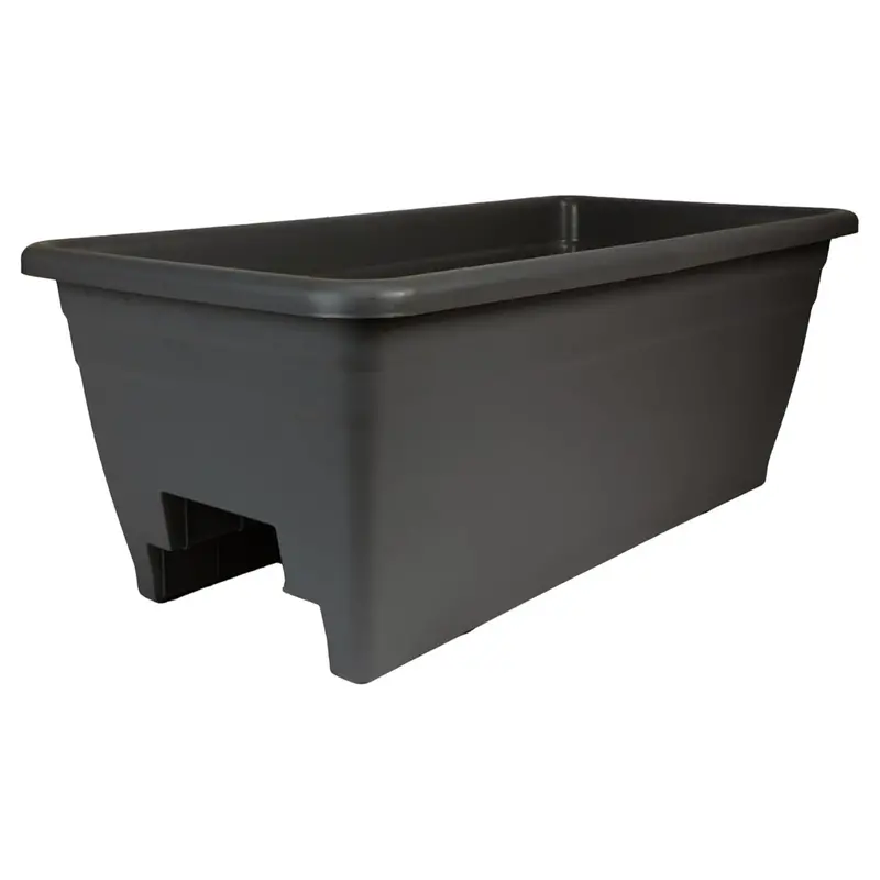 Hc Companies 24-Inch Black Deck Railing Planter Box – Includes Removable Drain Plugs 1